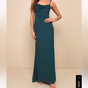 Lulu’s captivated Emerald Green Cowl Neck dress